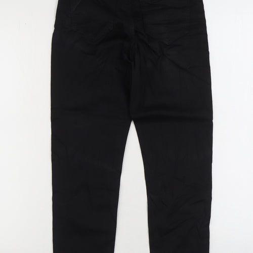 Marks and Spencer Womens Black Cotton Straight Jeans Size 8 L24 in Regular Zip