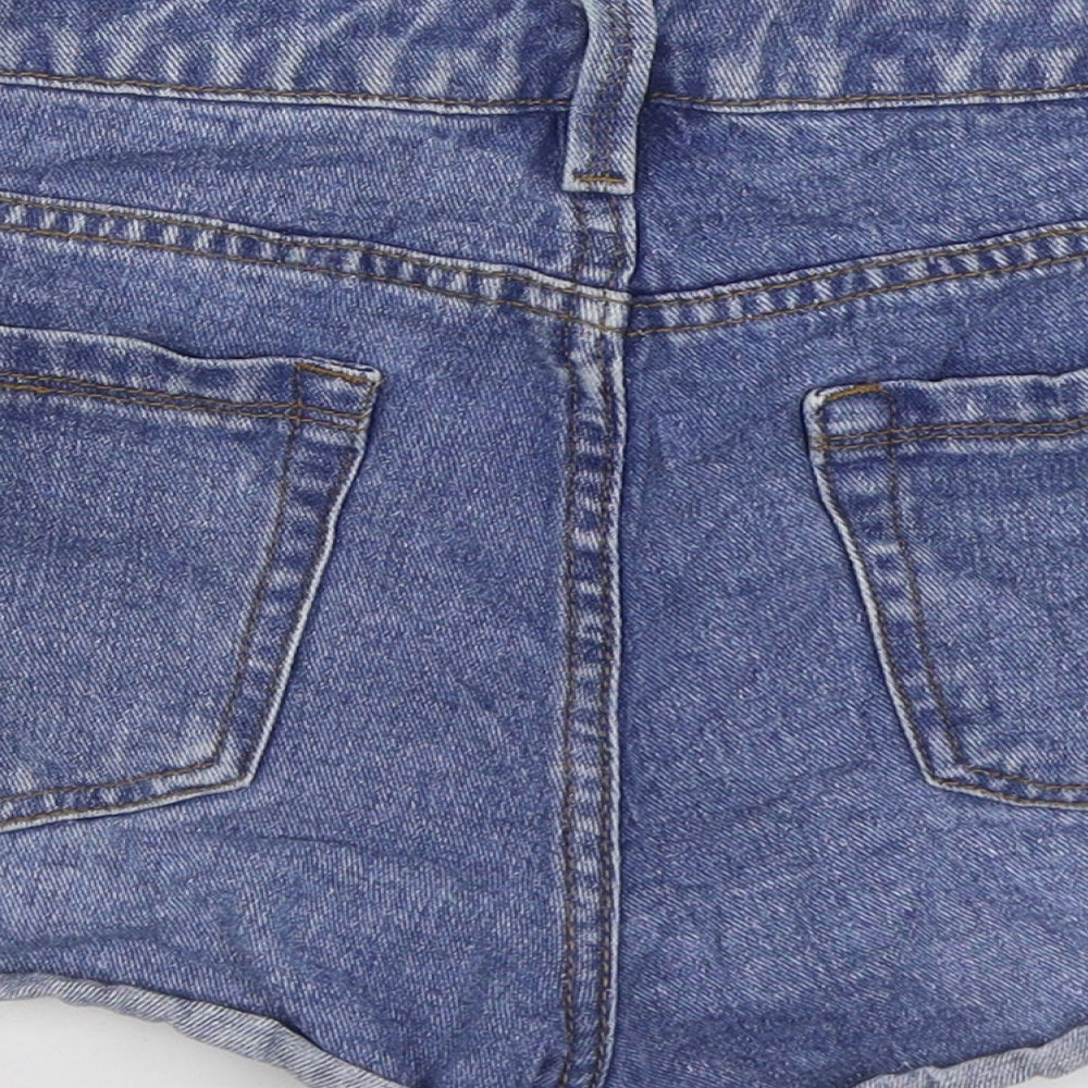 Warehouse Womens Blue Cotton Hot Pants Shorts Size 10 Regular Zip