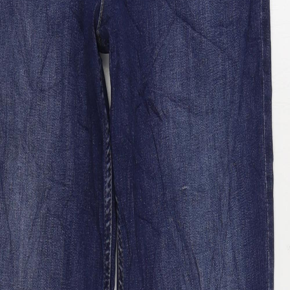 Marks and Spencer Womens Blue Cotton Straight Jeans Size 12 L32 in Regular Zip
