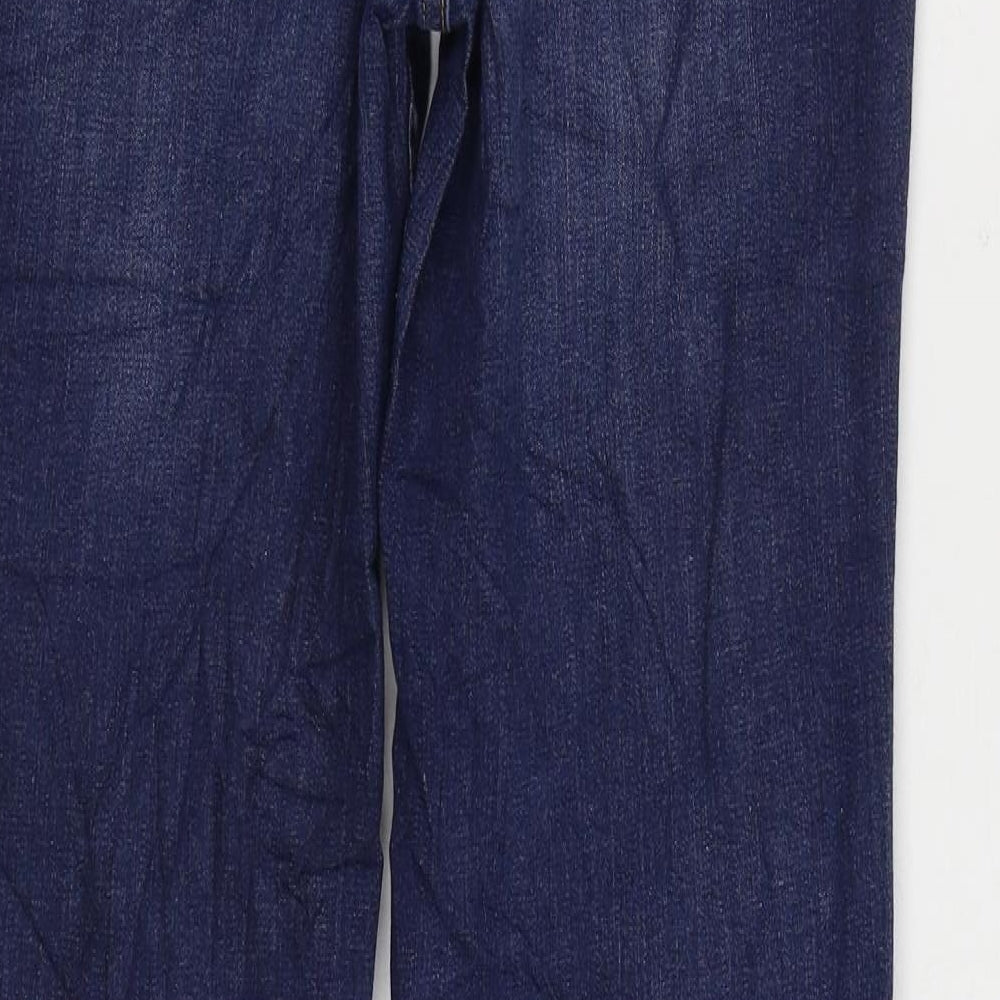 Marks and Spencer Womens Blue Cotton Straight Jeans Size 12 L32 in Regular Zip
