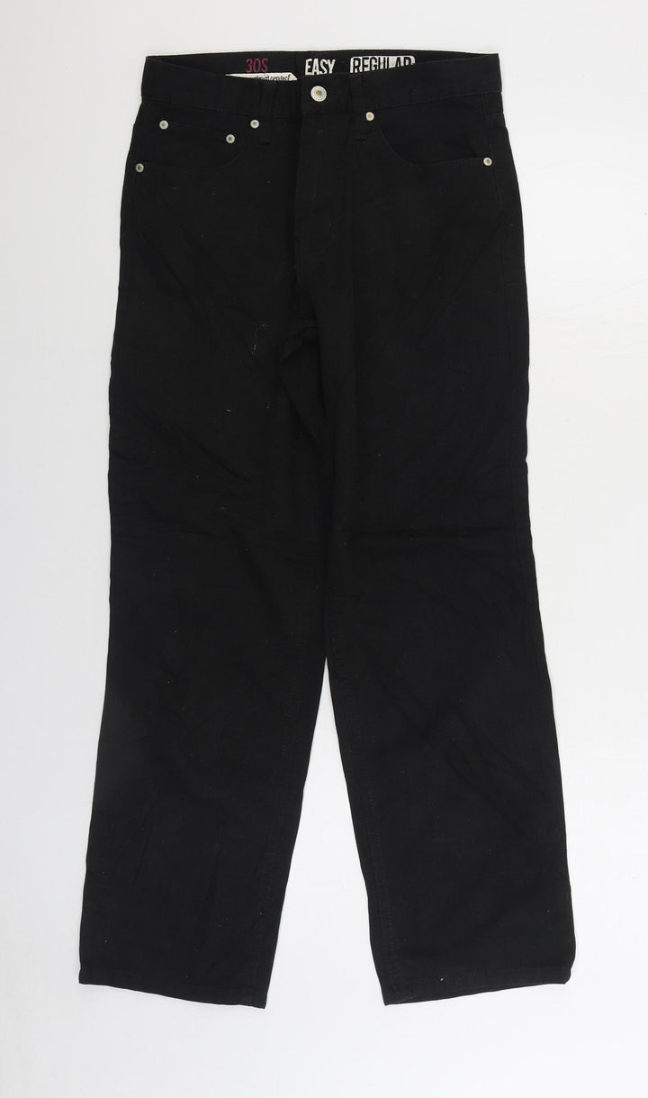 Easy Womens Black Cotton Straight Jeans Size 28 in L28 in Regular Zip