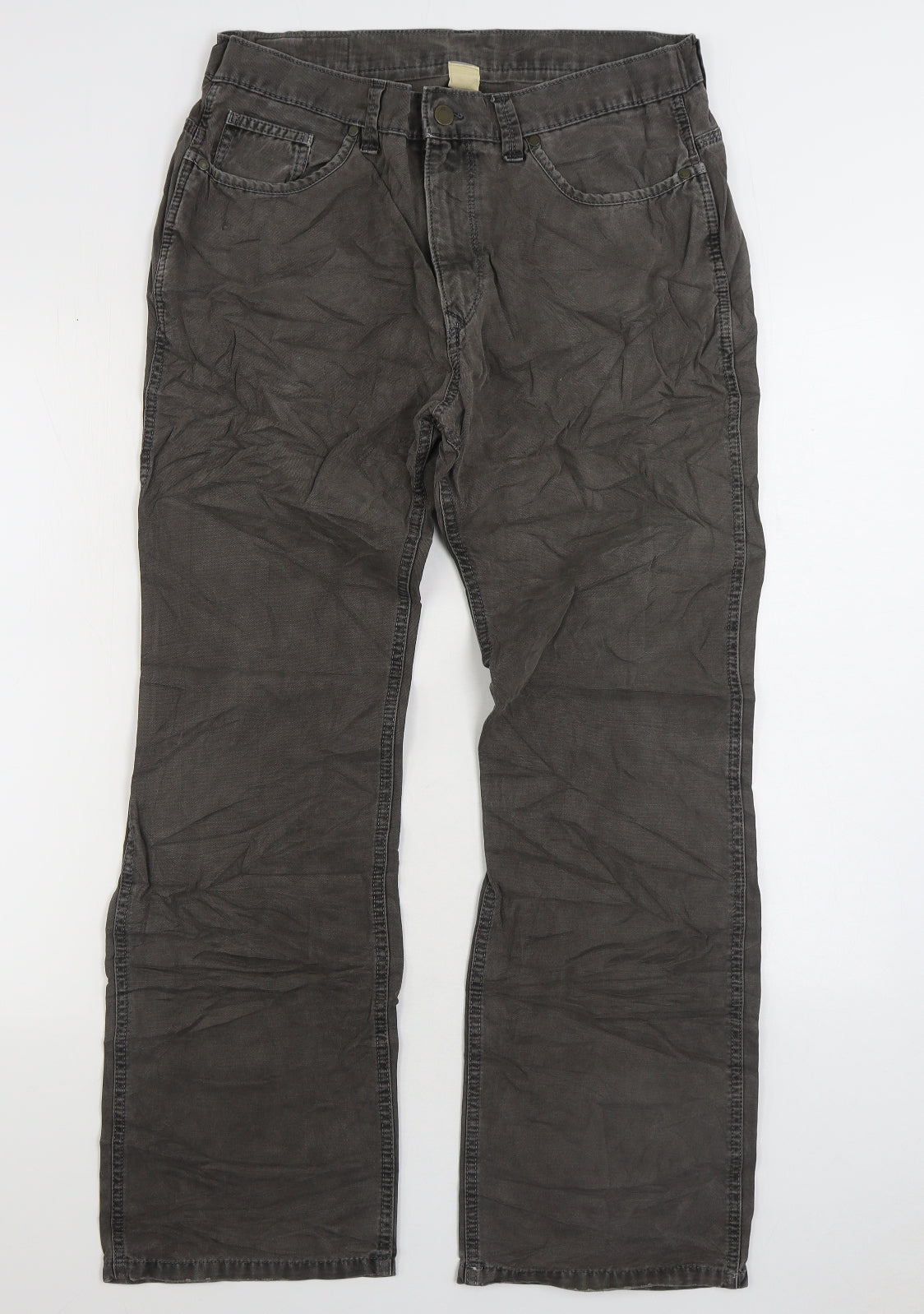 North Coast Mens Grey Cotton Trousers Size 34 in L31 in Regular Zip