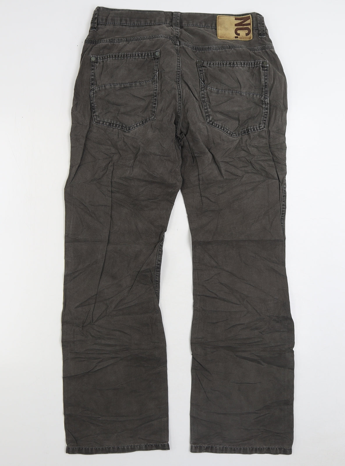 North Coast Mens Grey Cotton Trousers Size 34 in L31 in Regular Zip
