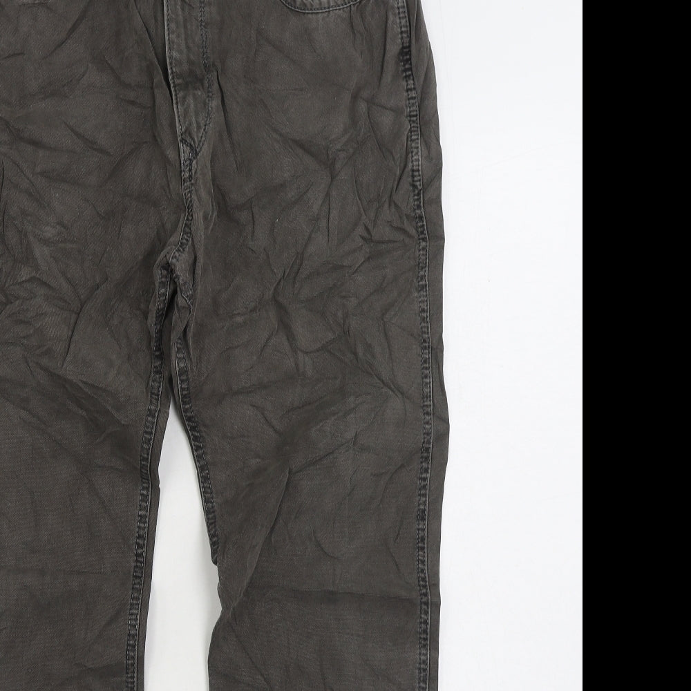 North Coast Mens Grey Cotton Trousers Size 34 in L31 in Regular Zip