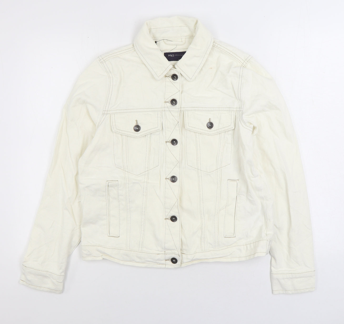 Marks and Spencer Womens White Jacket Size 10 Button
