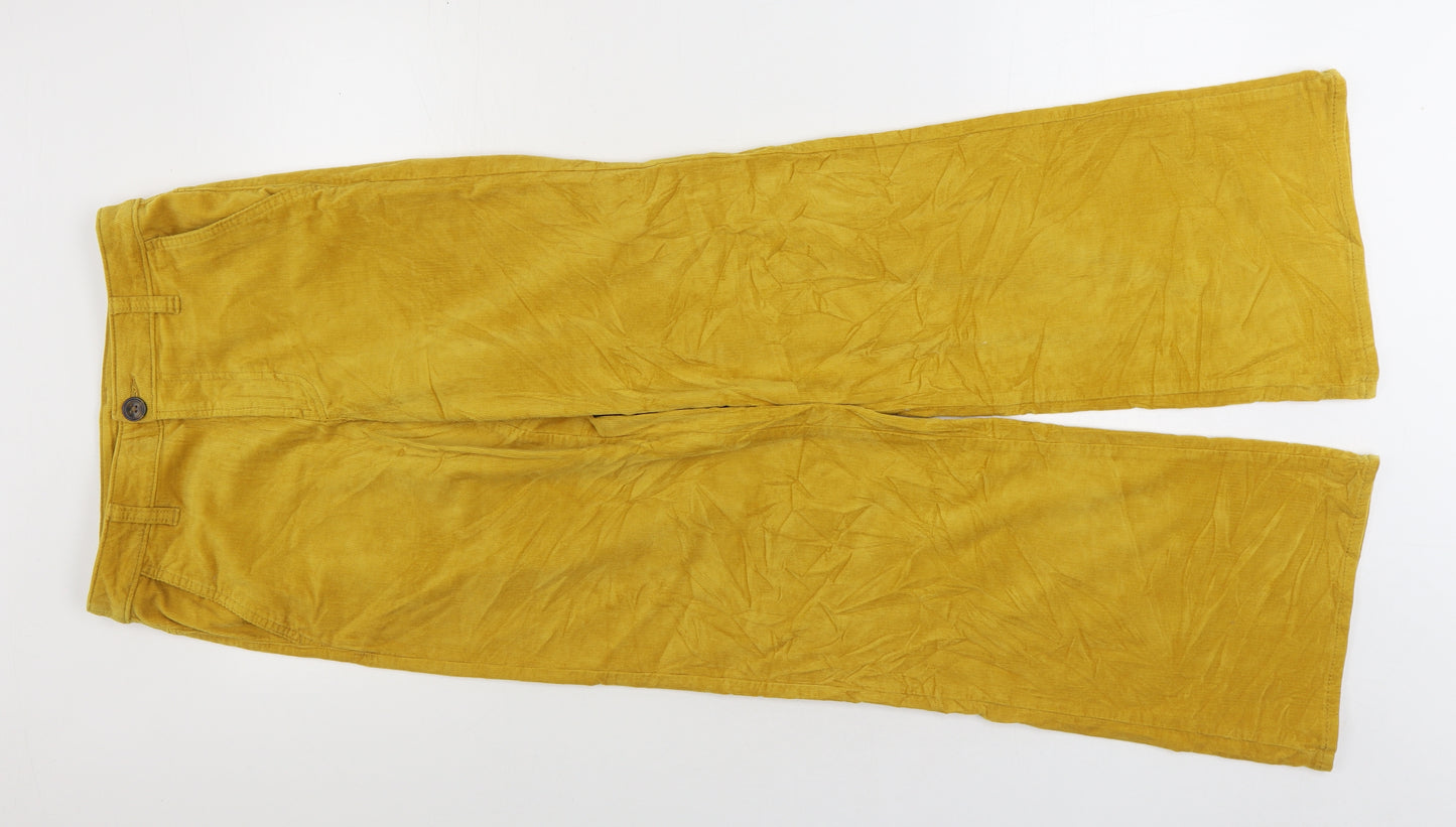 Yessica Womens Yellow Cotton Trousers Size 8 L32 in Regular Zip