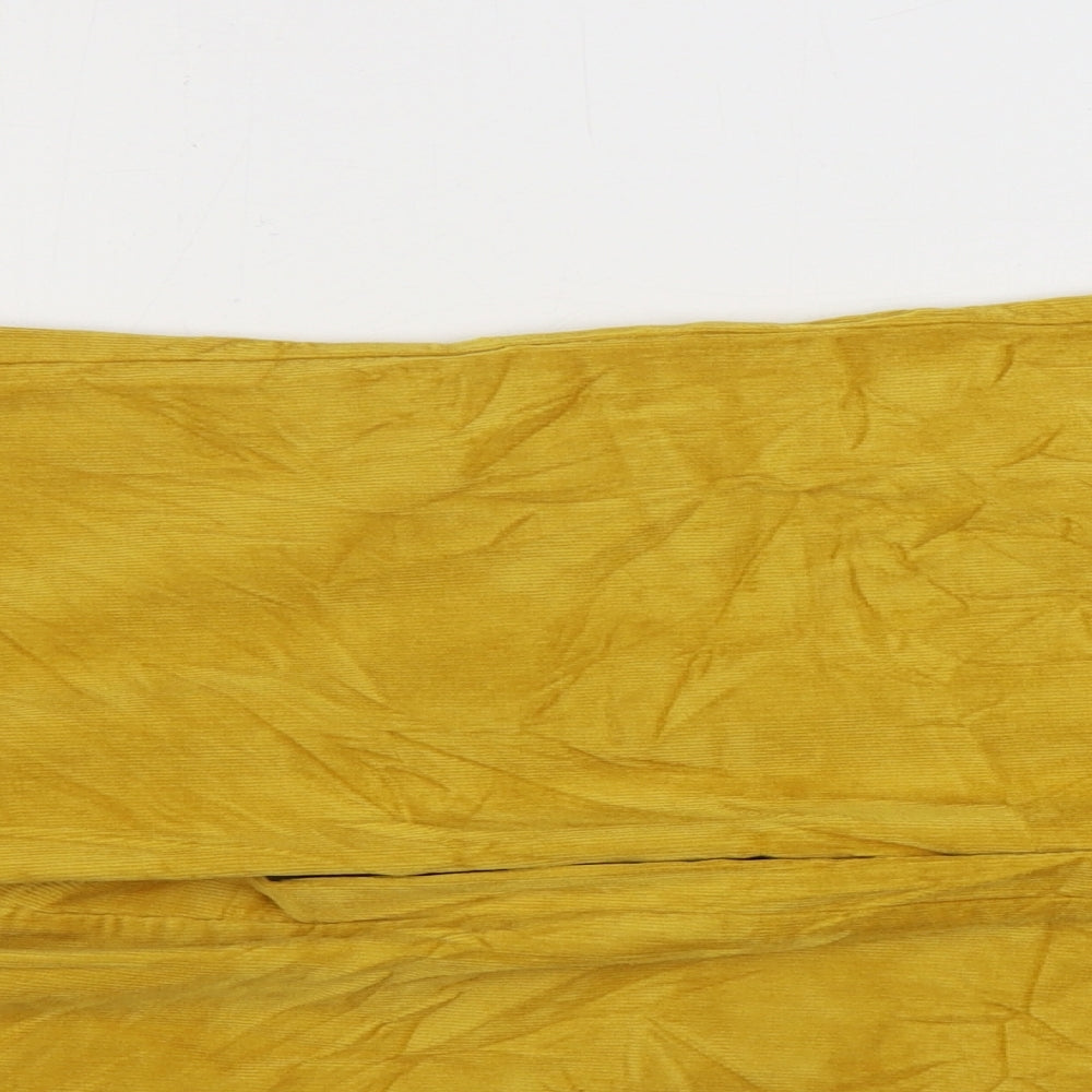 Yessica Womens Yellow Cotton Trousers Size 8 L32 in Regular Zip