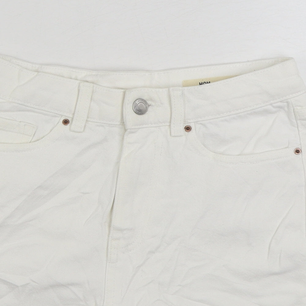 Marks and Spencer Womens White Cotton Hot Pants Shorts Size 6 Regular Zip