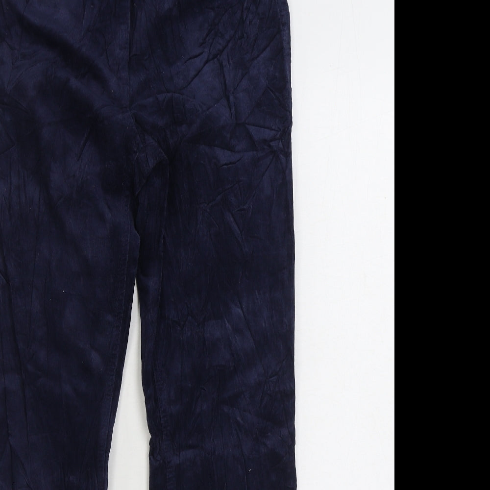 Marks and Spencer Womens Blue Cotton Trousers Size 12 L30 in Regular Zip