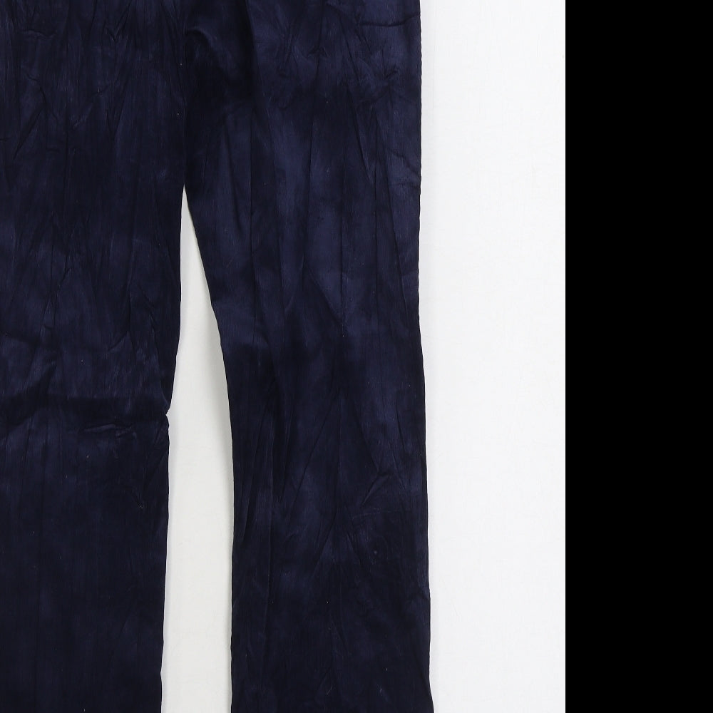 Marks and Spencer Womens Blue Cotton Trousers Size 12 L30 in Regular Zip