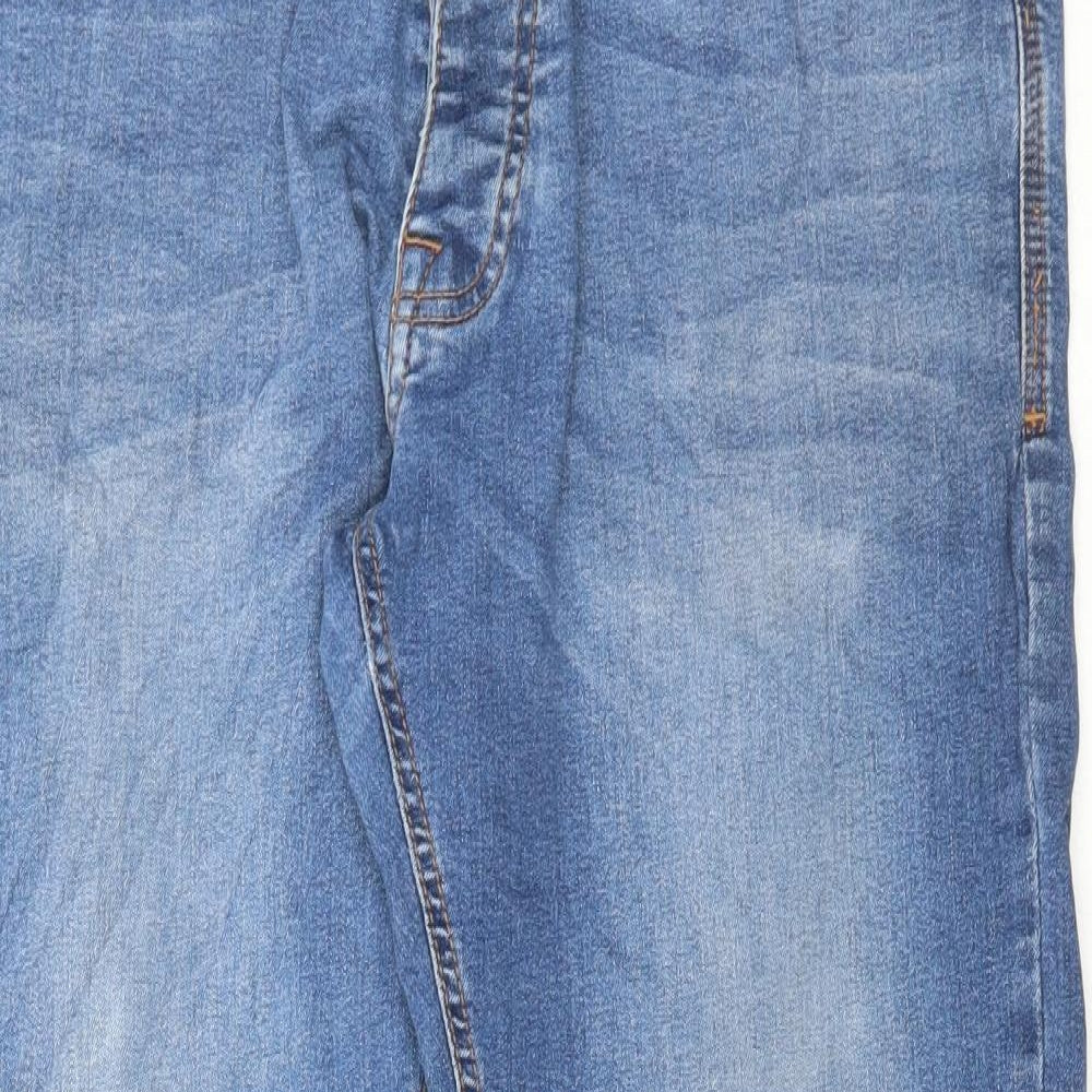 Kangaroo Poo Mens Blue Cotton Straight Jeans Size 34 in L29 in Regular Button