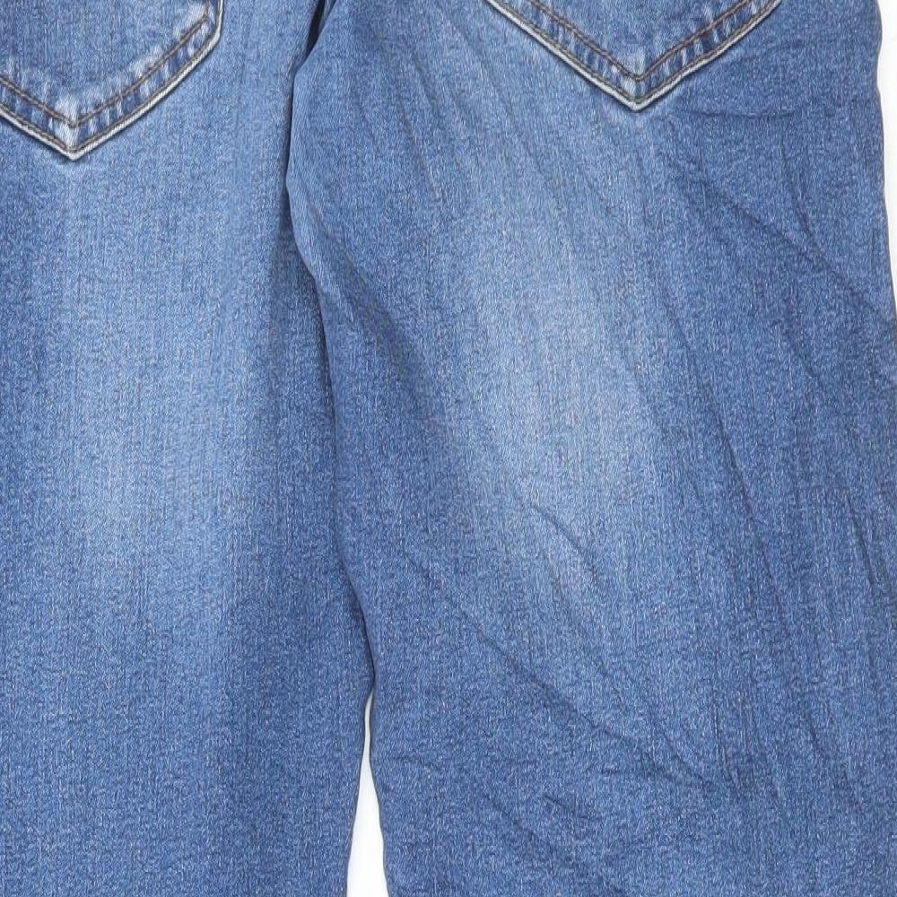 Kangaroo Poo Mens Blue Cotton Straight Jeans Size 34 in L29 in Regular Button
