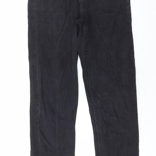 Denim & Co. Womens Black Cotton Straight Jeans Size 6 L28 in Regular Button