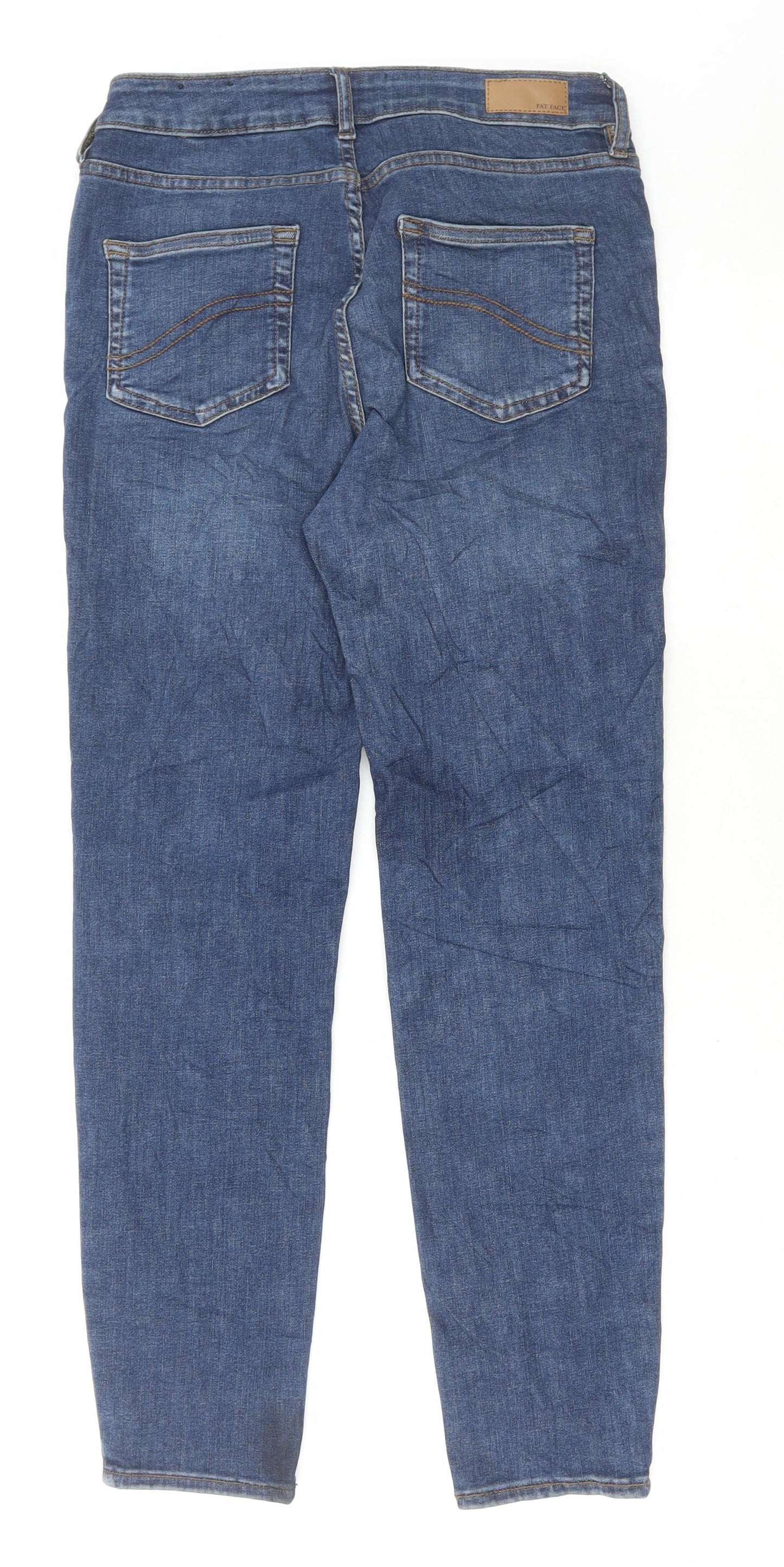 Fat Face Womens Blue Cotton Skinny Jeans Size 12 L27 in Regular Button