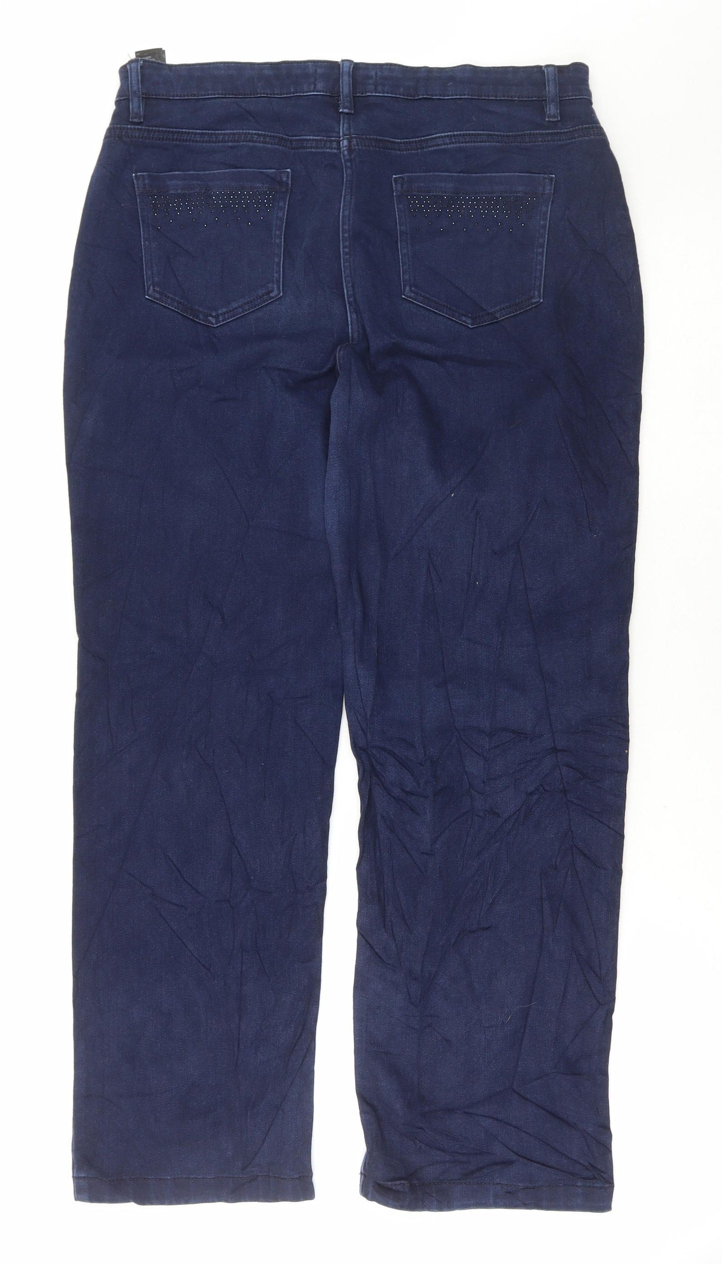 NEXT Womens Blue Cotton Straight Jeans Size 16 L28 in Regular Button