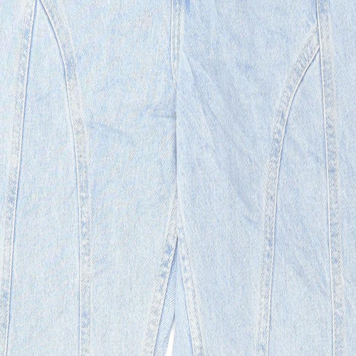 Denim & Co. Womens Blue Cotton Straight Jeans Size 8 L31.5 in Regular Button