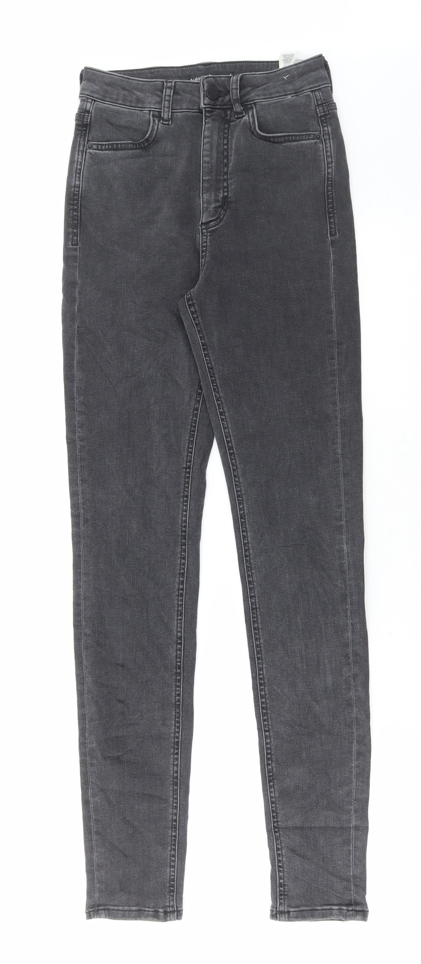Marks and Spencer Womens Grey Cotton Skinny Jeans Size 6 L32 in Regular Button