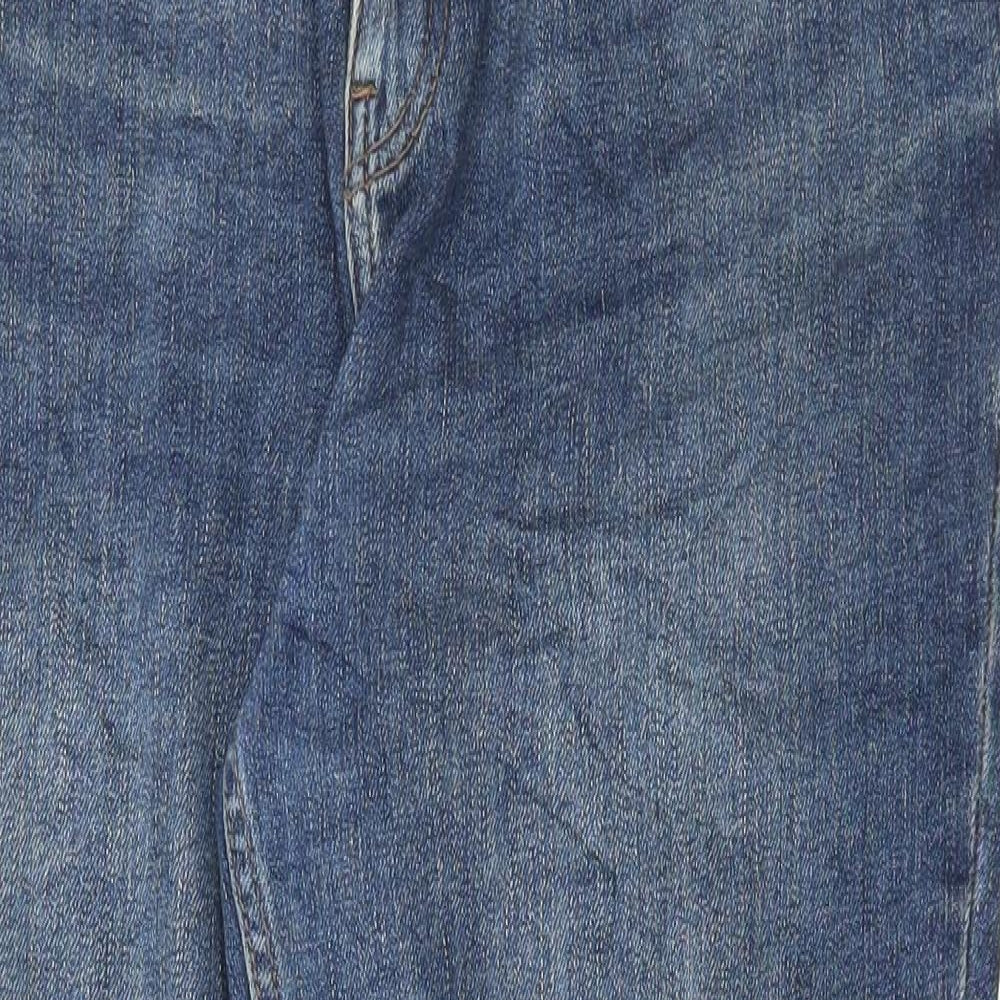 Fat Face Womens Blue Cotton Straight Jeans Size 12 L27 in Regular Button