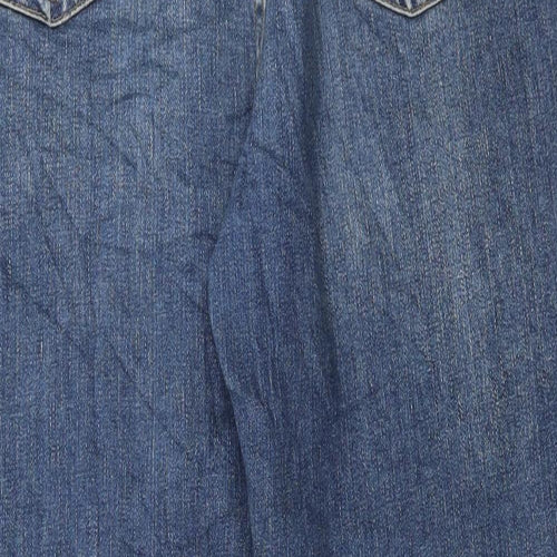 Fat Face Womens Blue Cotton Straight Jeans Size 12 L27 in Regular Button