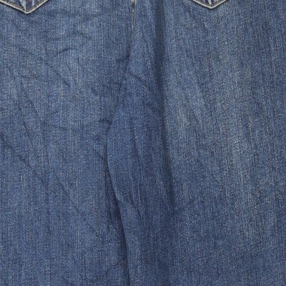 Fat Face Womens Blue Cotton Straight Jeans Size 12 L27 in Regular Button