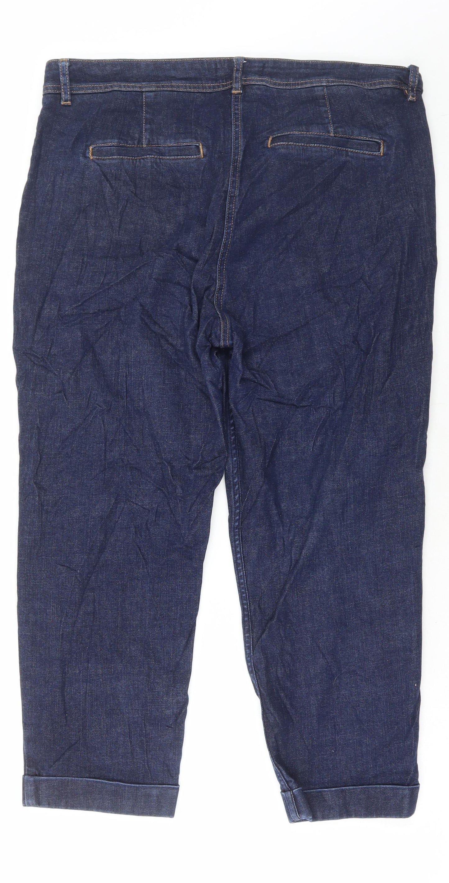 NEXT Womens Blue Cotton Cropped Jeans Size 18 L24 in Regular Hook & Eye