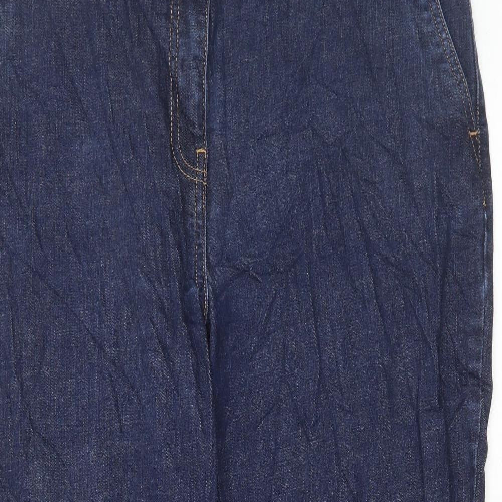 NEXT Womens Blue Cotton Cropped Jeans Size 18 L24 in Regular Hook & Eye