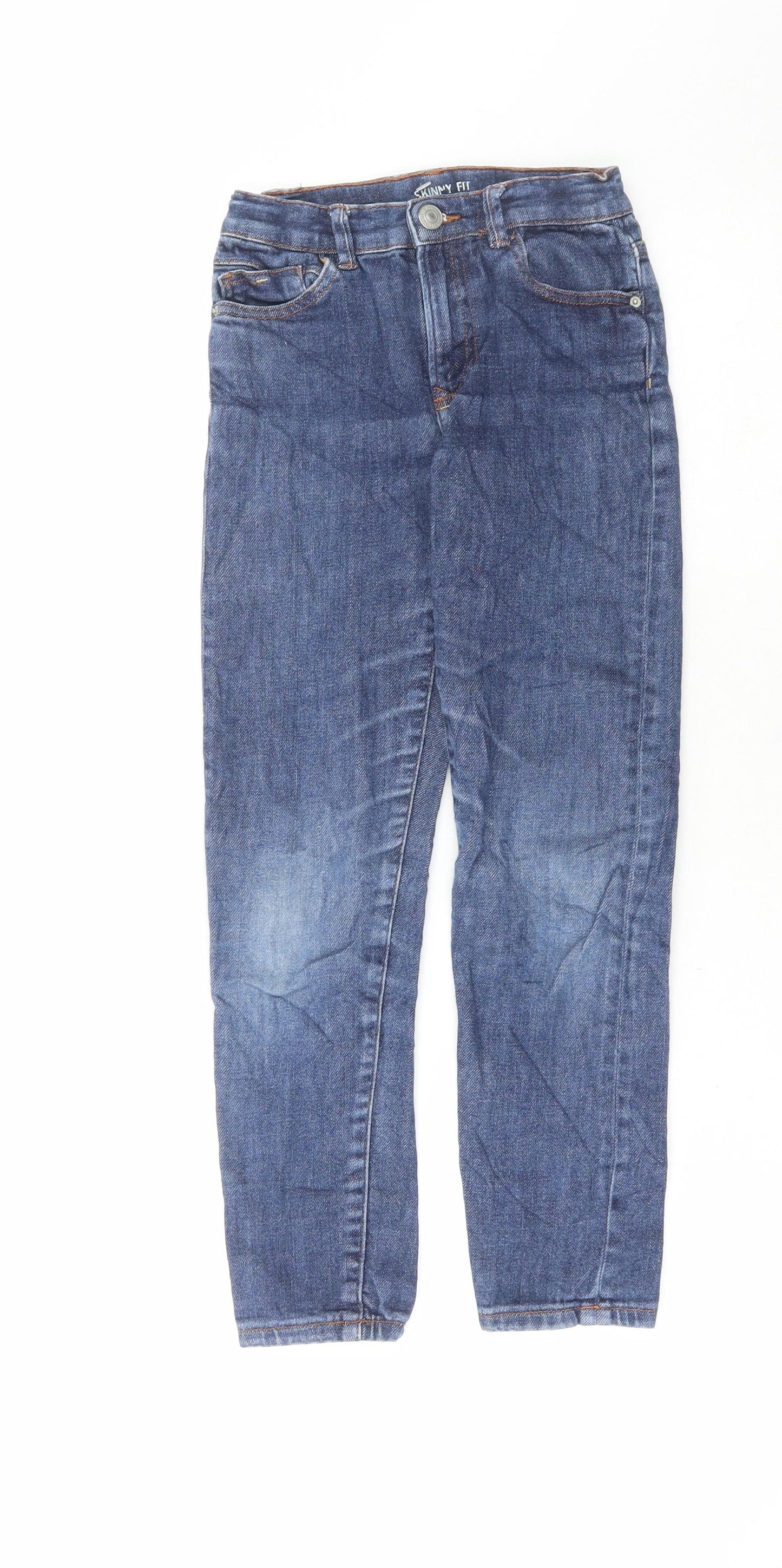 Zara Boys Blue Cotton Straight Jeans Size 9 Years Regular Button