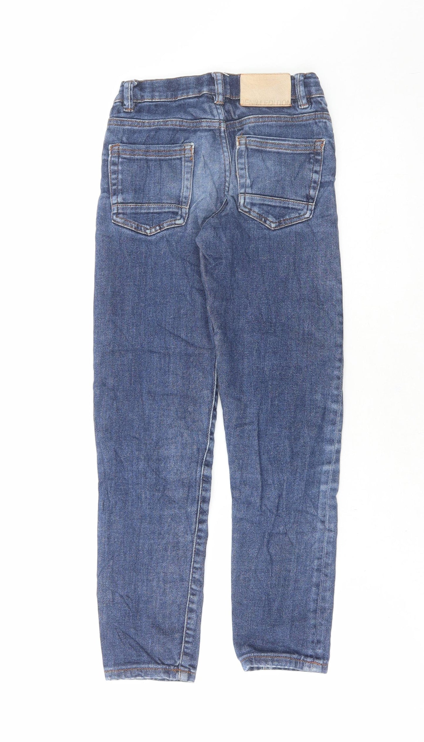 Zara Boys Blue Cotton Straight Jeans Size 9 Years Regular Button