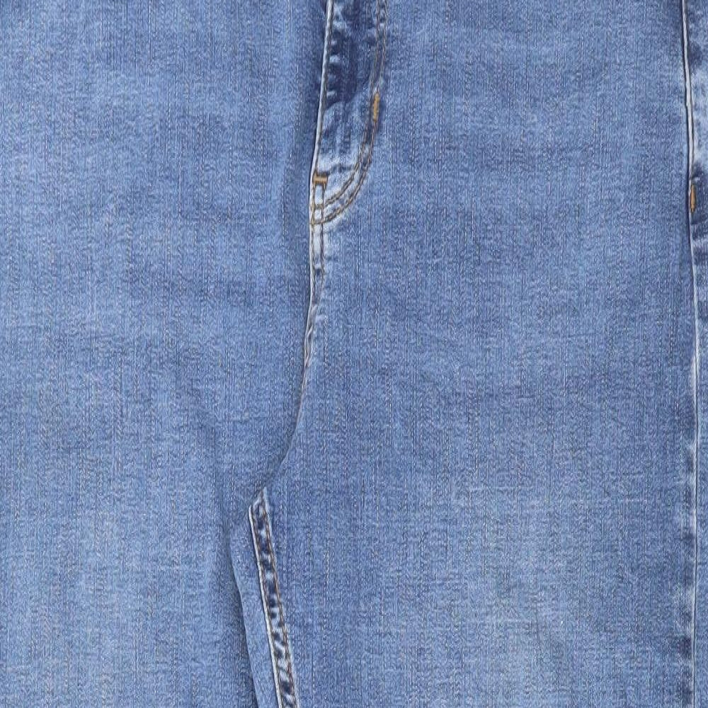 Marks and Spencer Womens Blue Cotton Straight Jeans Size 14 L28 in Regular Button