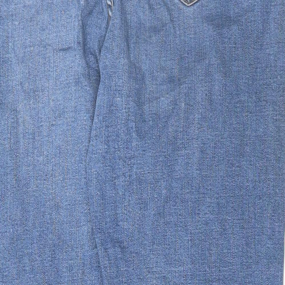 Marks and Spencer Womens Blue Cotton Straight Jeans Size 14 L28 in Regular Button