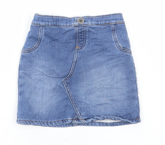 NEXT Girls Blue Cotton A-Line Skirt Size 4-5 Years Regular Pull On