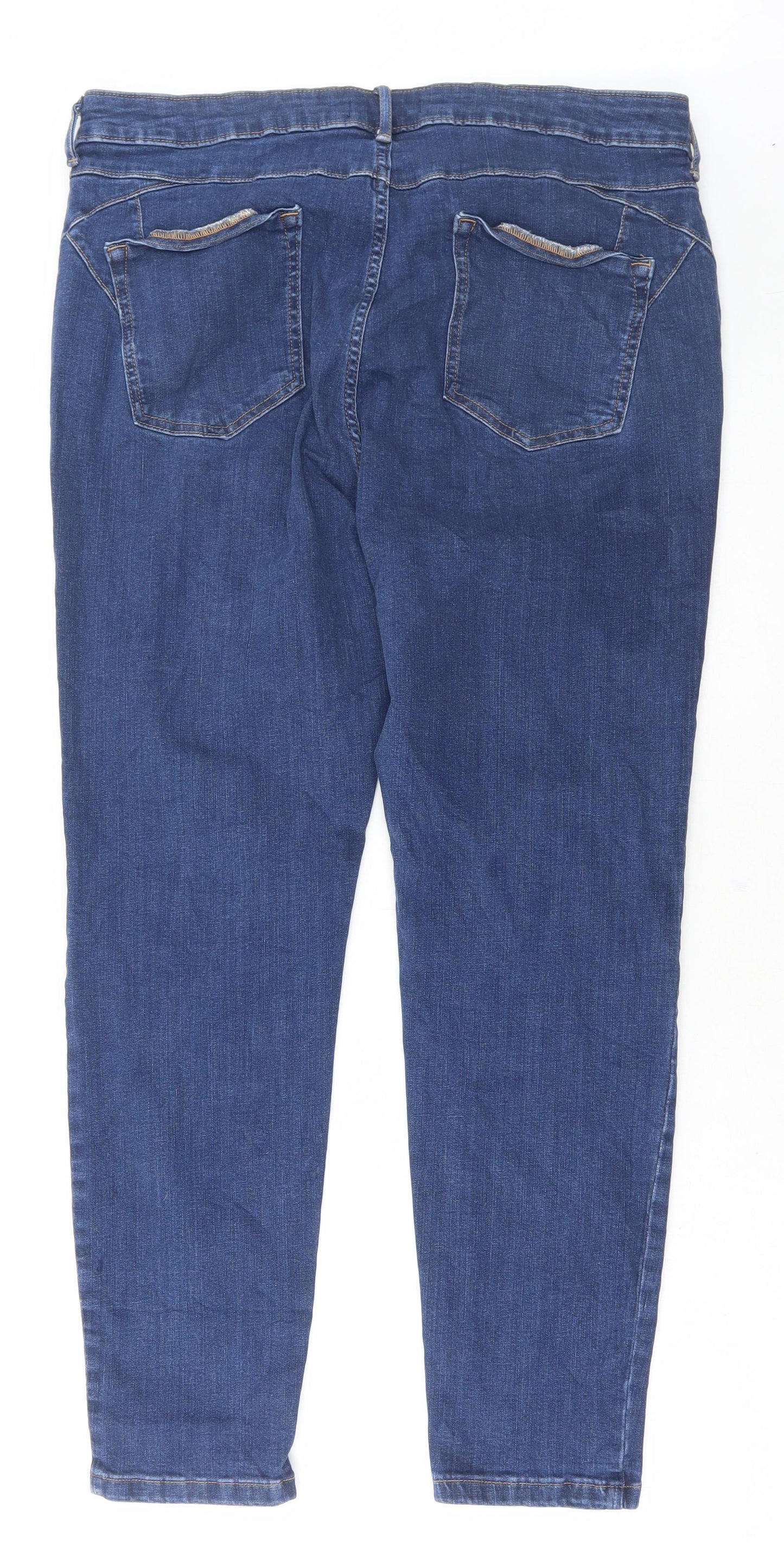 Marks and Spencer Womens Blue Cotton Skinny Jeans Size 18 L27 in Regular Button