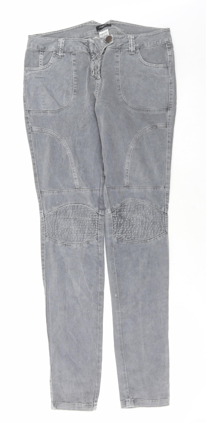 Preworn Womens Grey Cotton Skinny Jeans Size 10 L33 in Regular Button