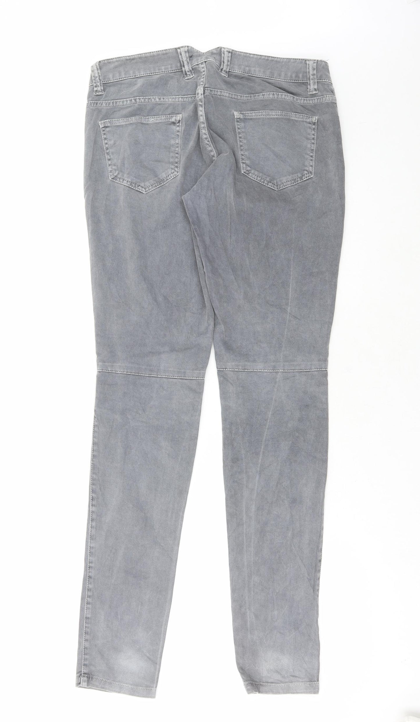 Preworn Womens Grey Cotton Skinny Jeans Size 10 L33 in Regular Button