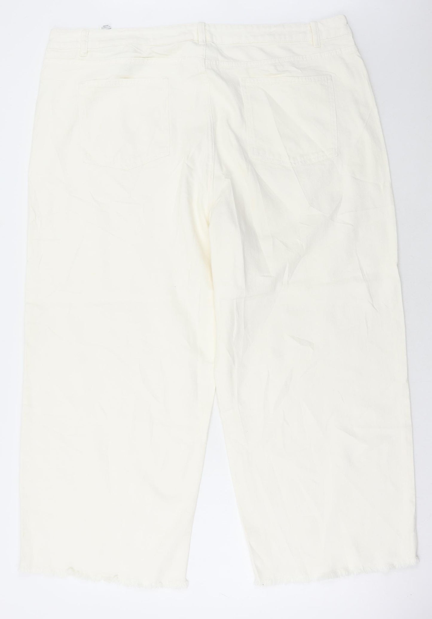 Marks and Spencer Womens White Cotton Cropped Jeans Size 24 L26 in Regular Button