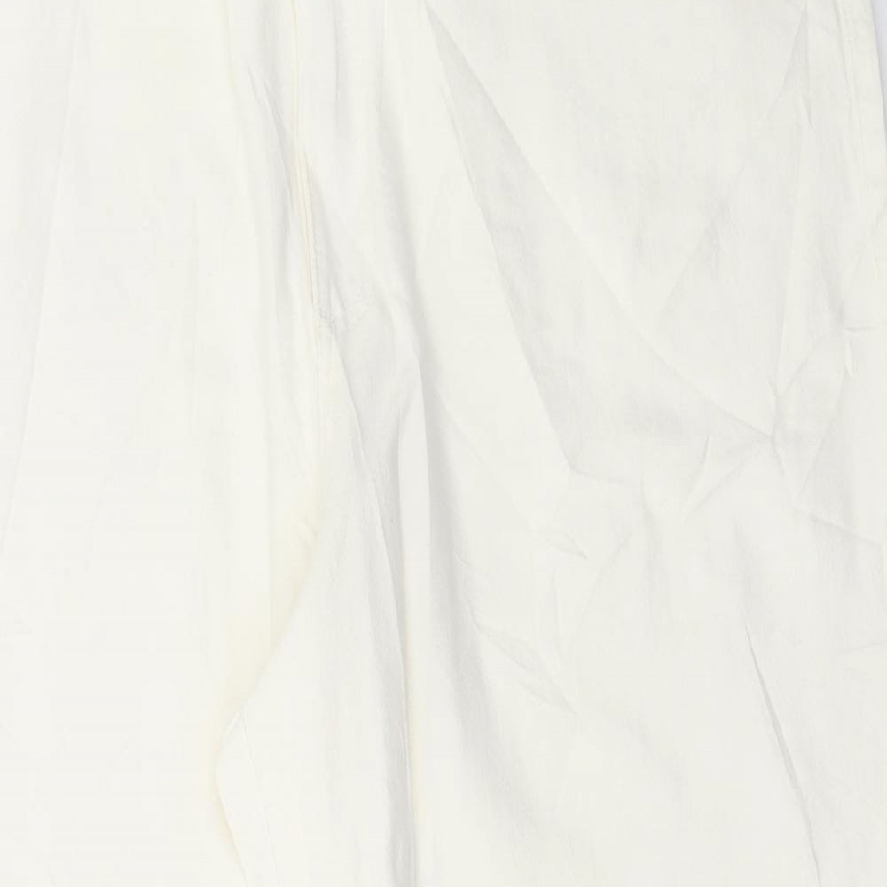 Marks and Spencer Womens White Cotton Cropped Jeans Size 24 L26 in Regular Button