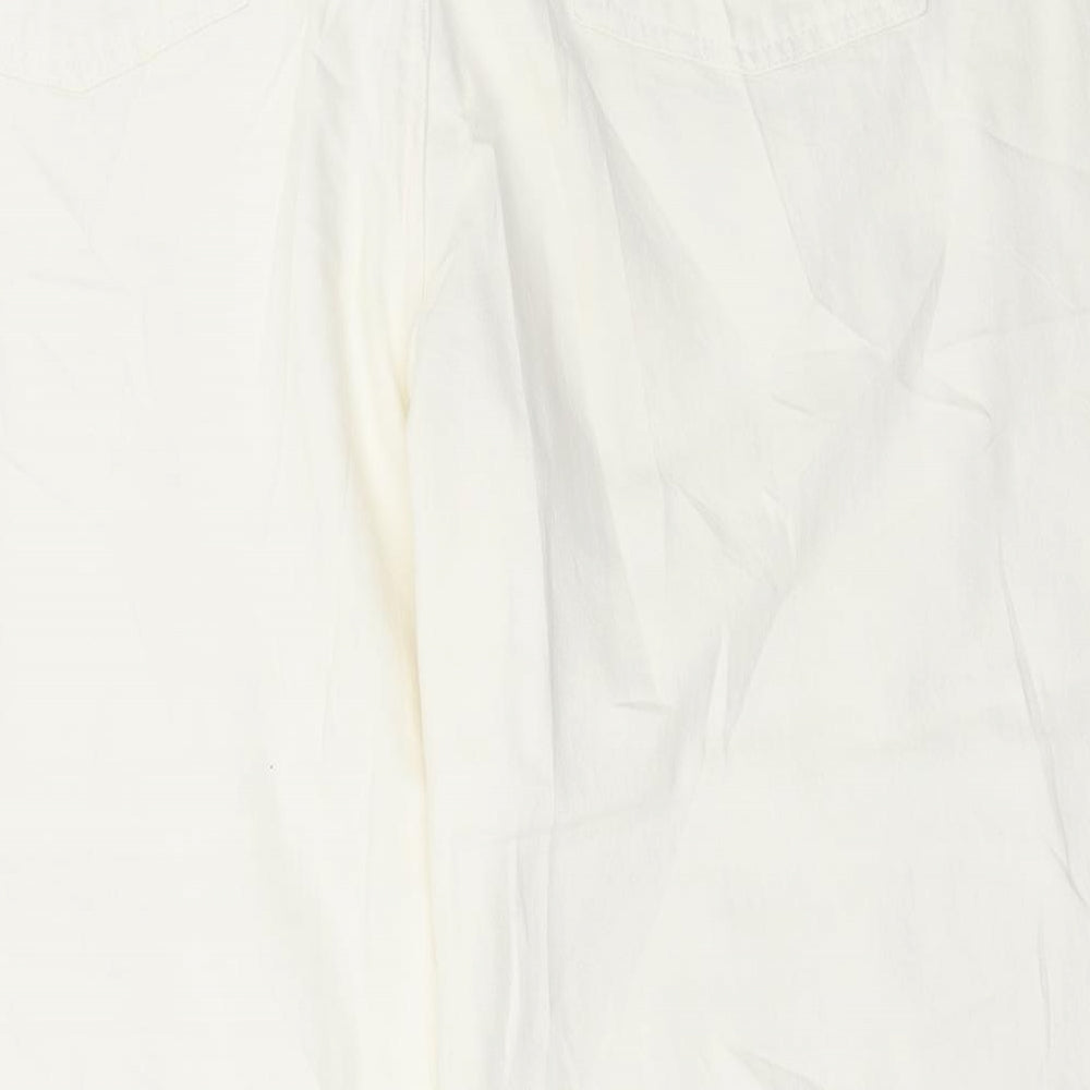 Marks and Spencer Womens White Cotton Cropped Jeans Size 24 L26 in Regular Button