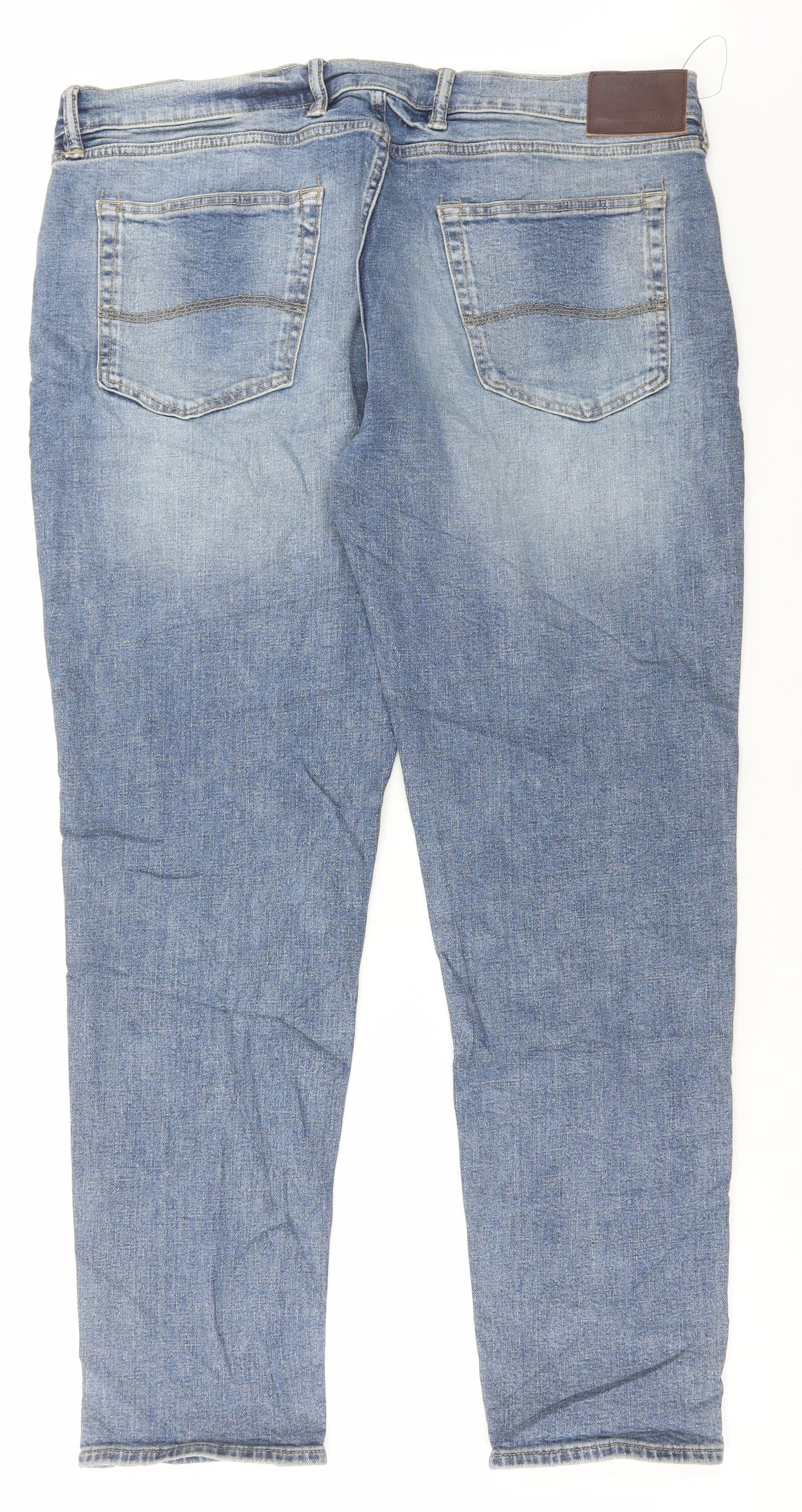 Marks and Spencer Mens Blue Cotton Straight Jeans Size 40 in L31 in Regular Button