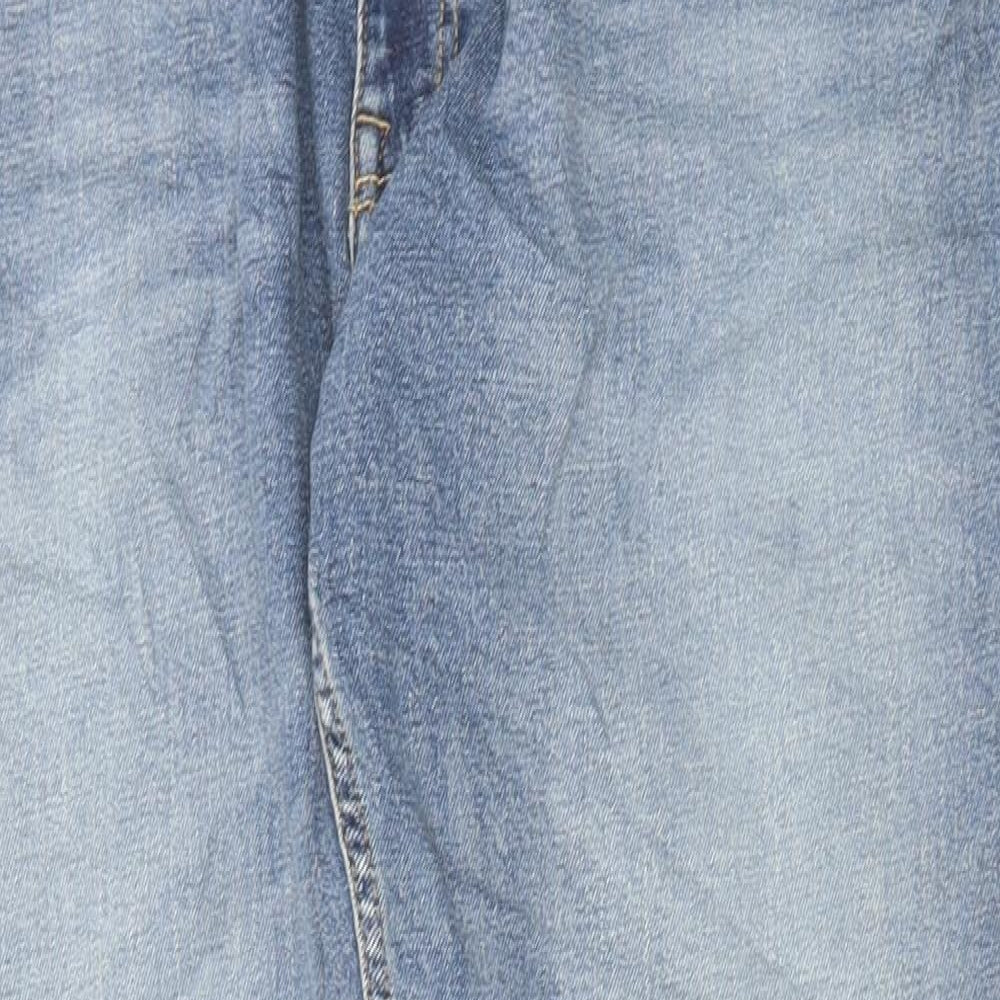 Marks and Spencer Mens Blue Cotton Straight Jeans Size 40 in L31 in Regular Button