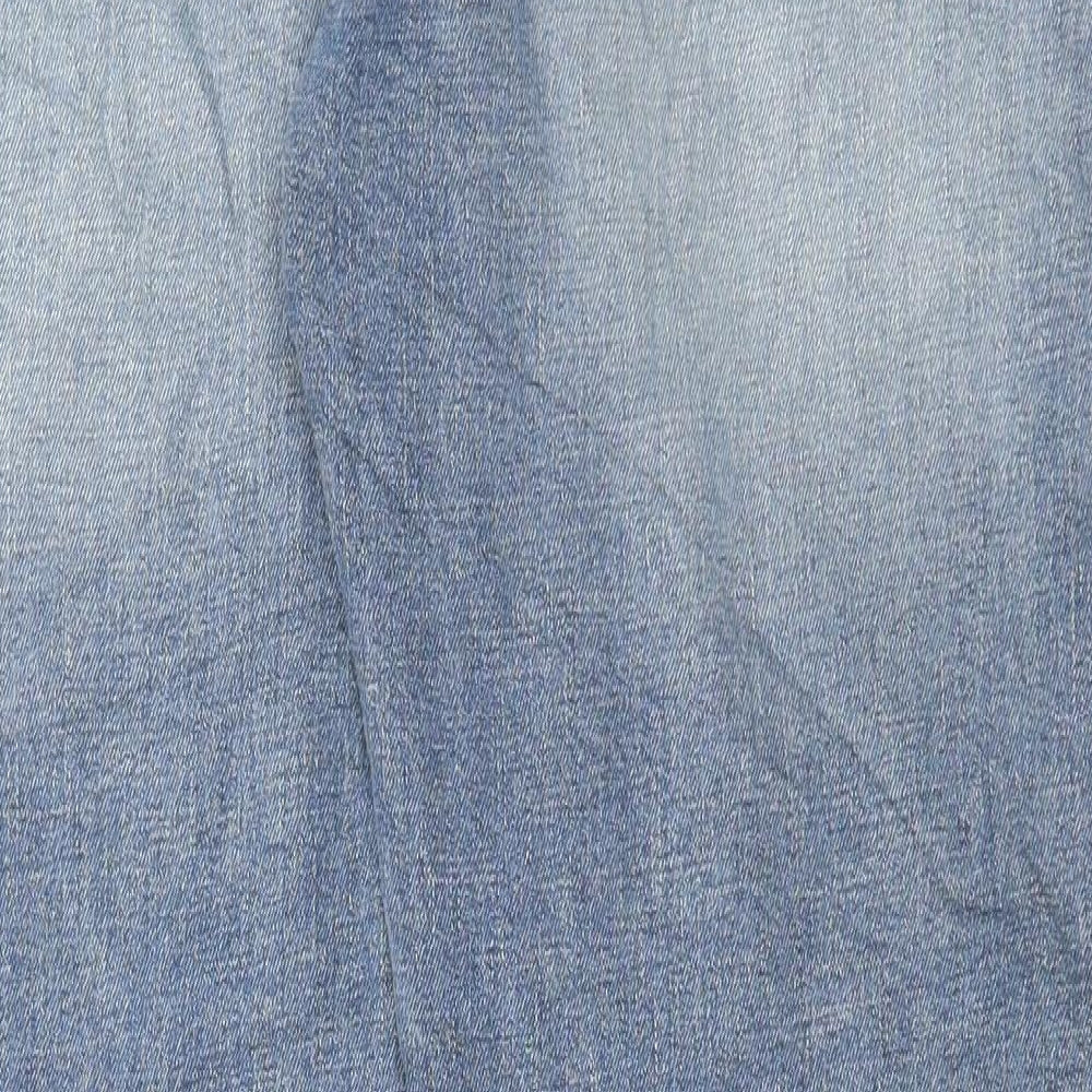 Marks and Spencer Mens Blue Cotton Straight Jeans Size 40 in L31 in Regular Button