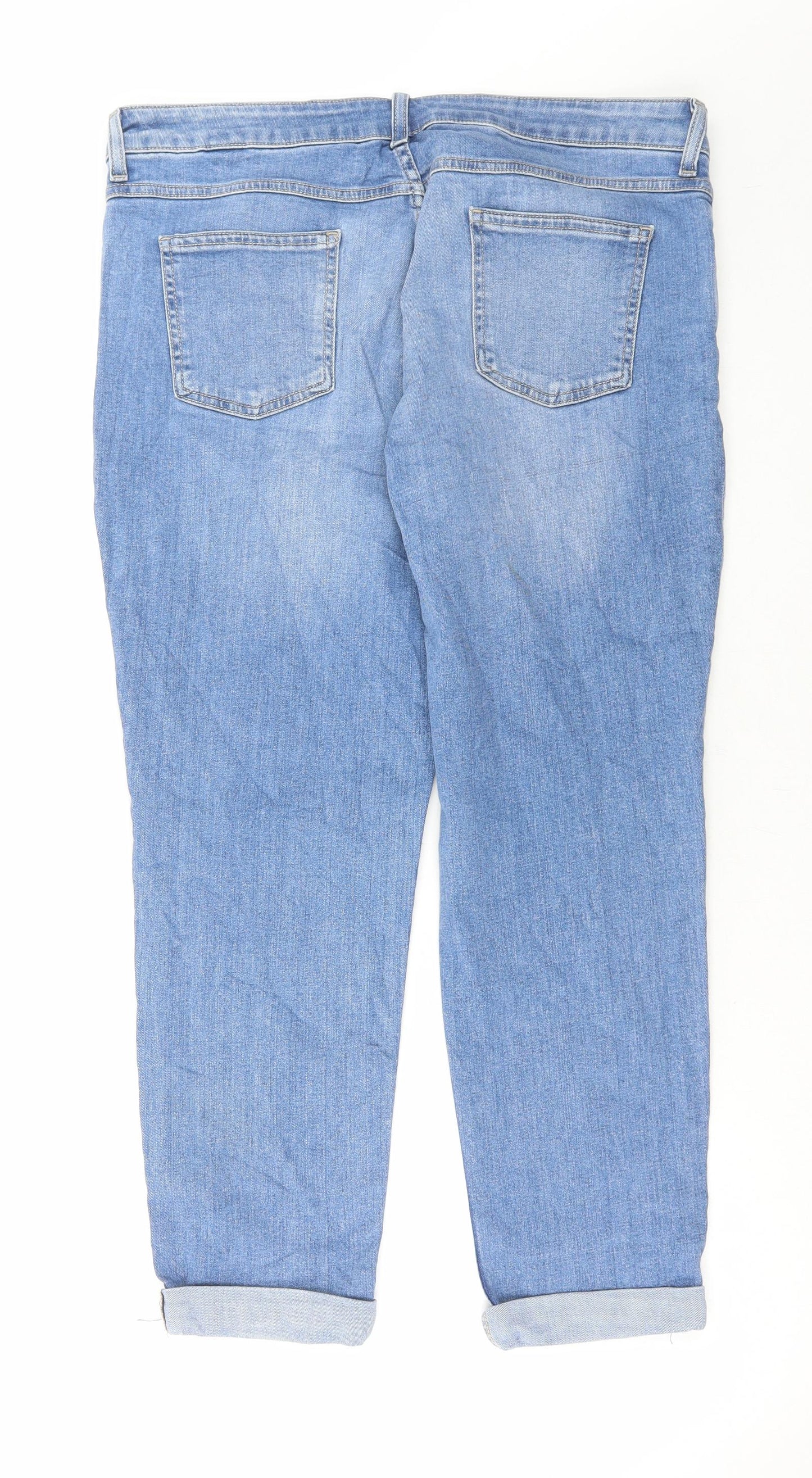 NEXT Womens Blue Cotton Skinny Jeans Size 14 L26 in Regular Button