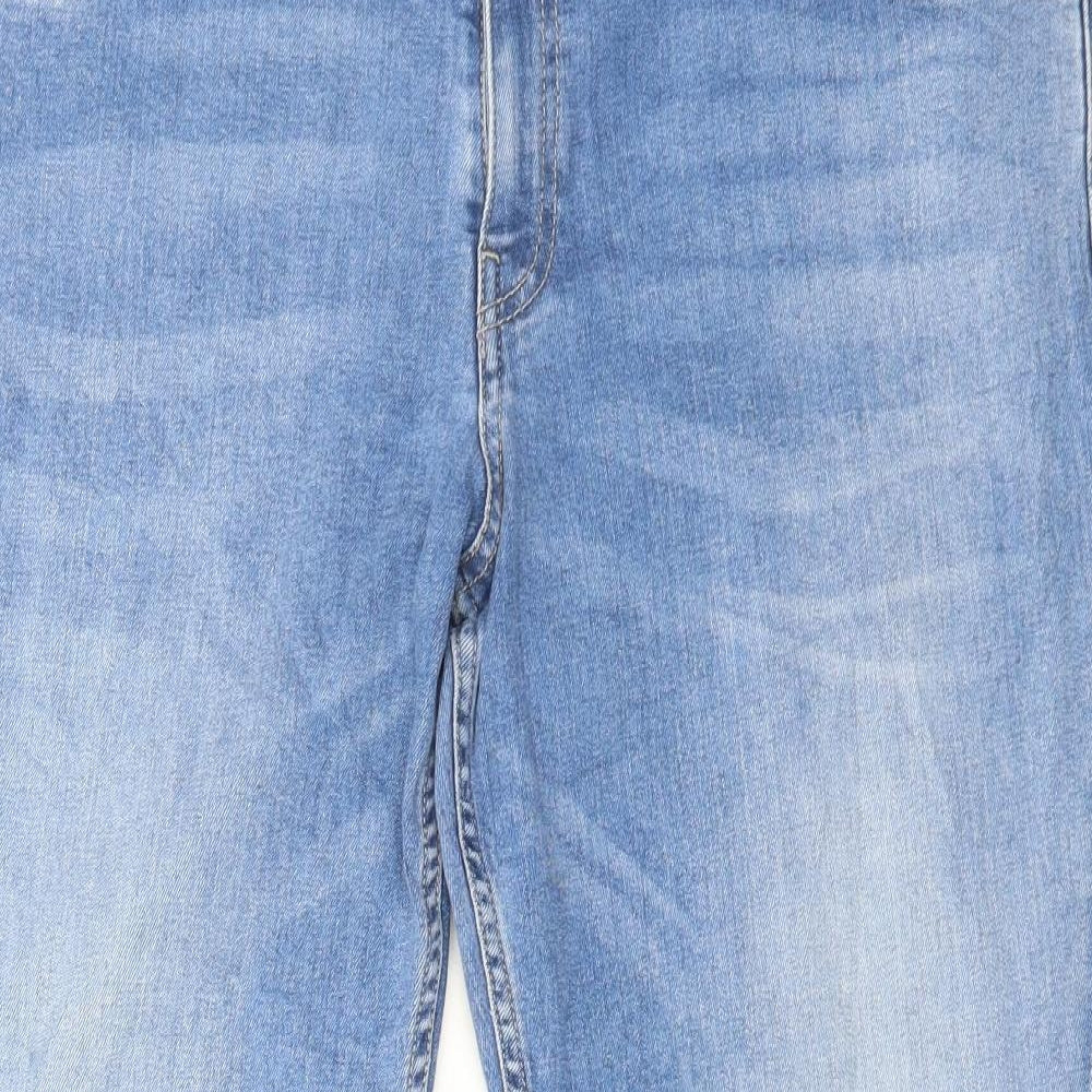 NEXT Womens Blue Cotton Skinny Jeans Size 14 L26 in Regular Button