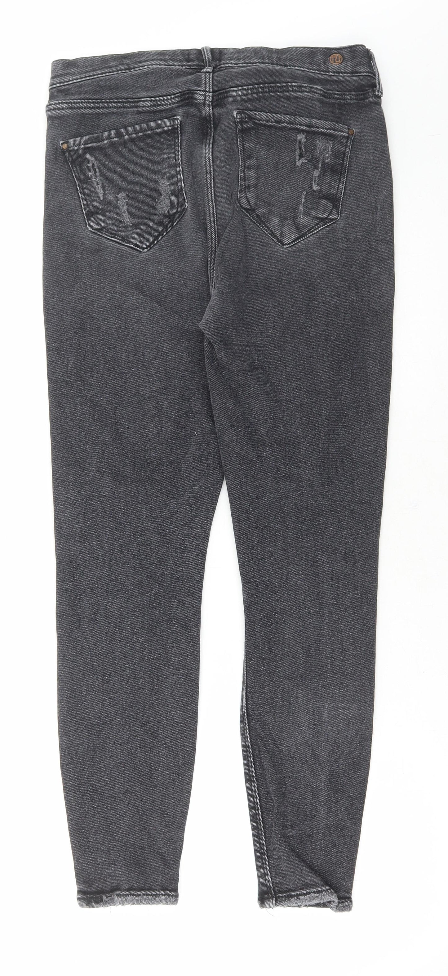 River Island Womens Grey Cotton Skinny Jeans Size 16 L28 in Regular Button