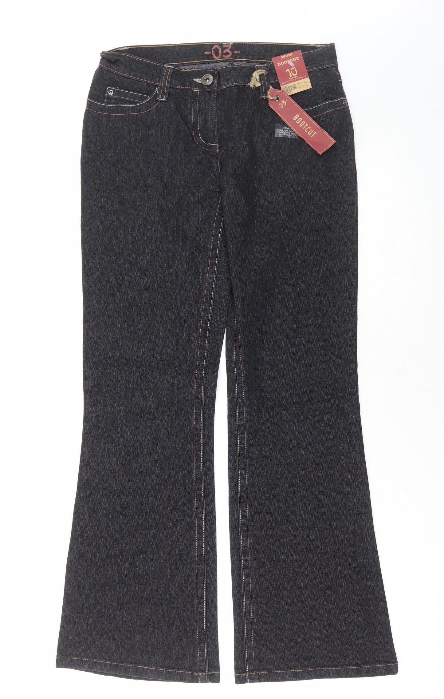 Dorothy Perkins Womens Black Cotton Bootcut Jeans Size 10 L31 in Regular Button