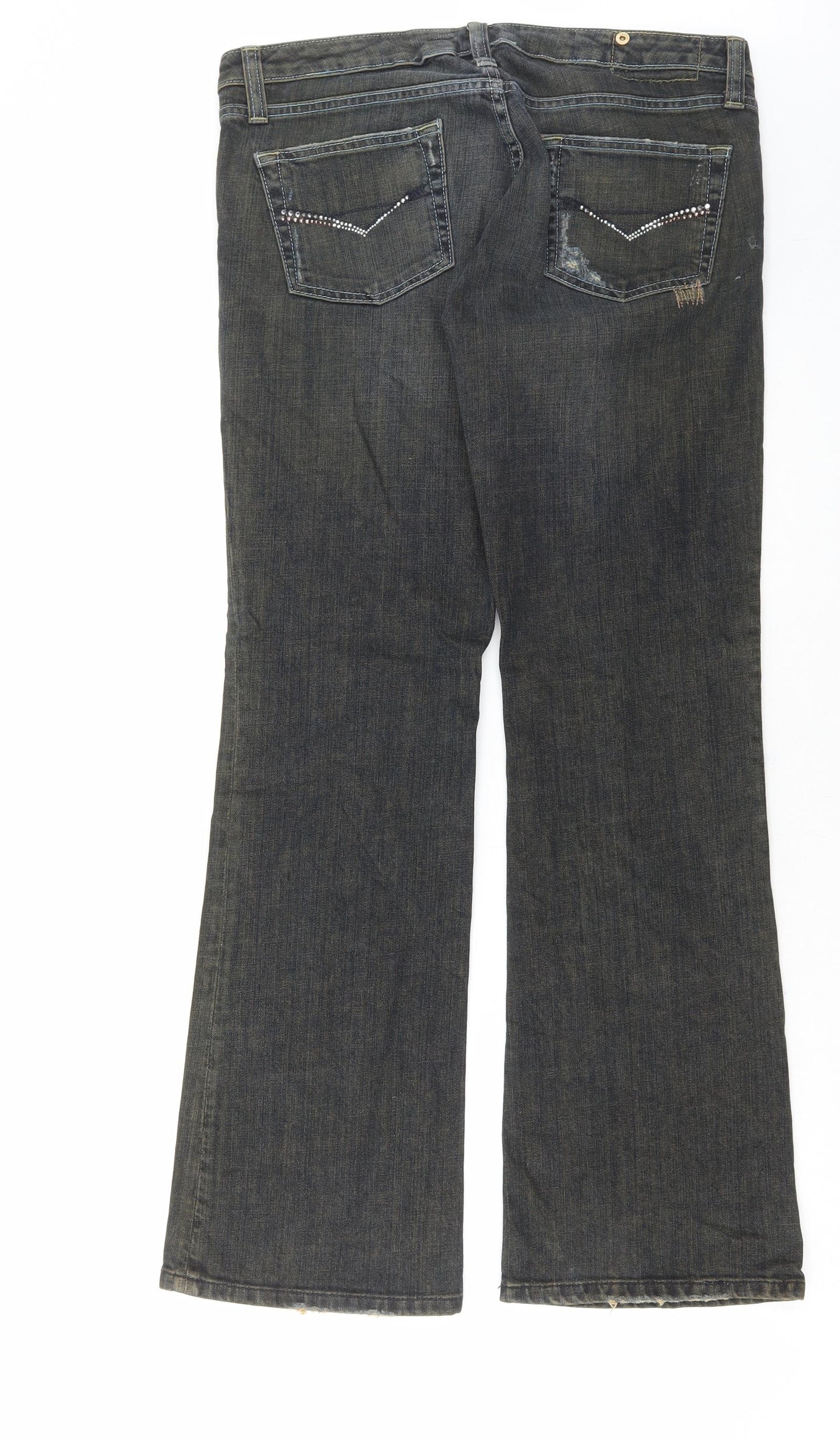 Dorothy Perkins Womens Black Cotton Bootcut Jeans Size 10 L31 in Regular Button