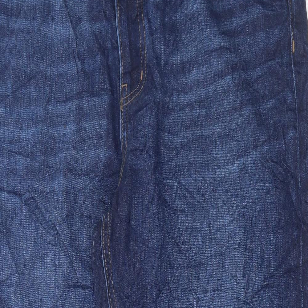 Marks and Spencer Womens Blue Cotton Mom Jeans Size 16 L27 in Regular Button