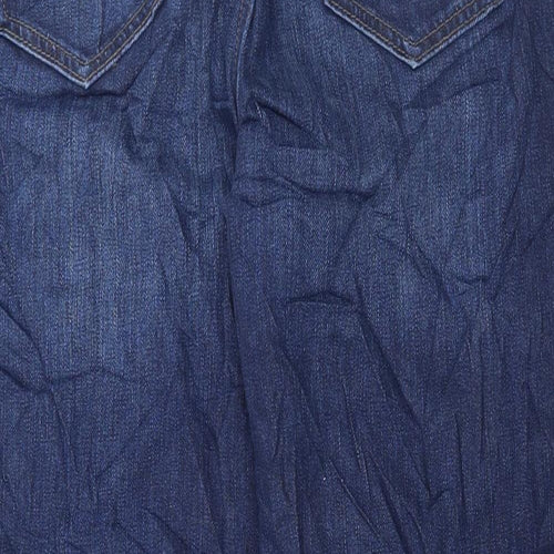 Marks and Spencer Womens Blue Cotton Mom Jeans Size 16 L27 in Regular Button