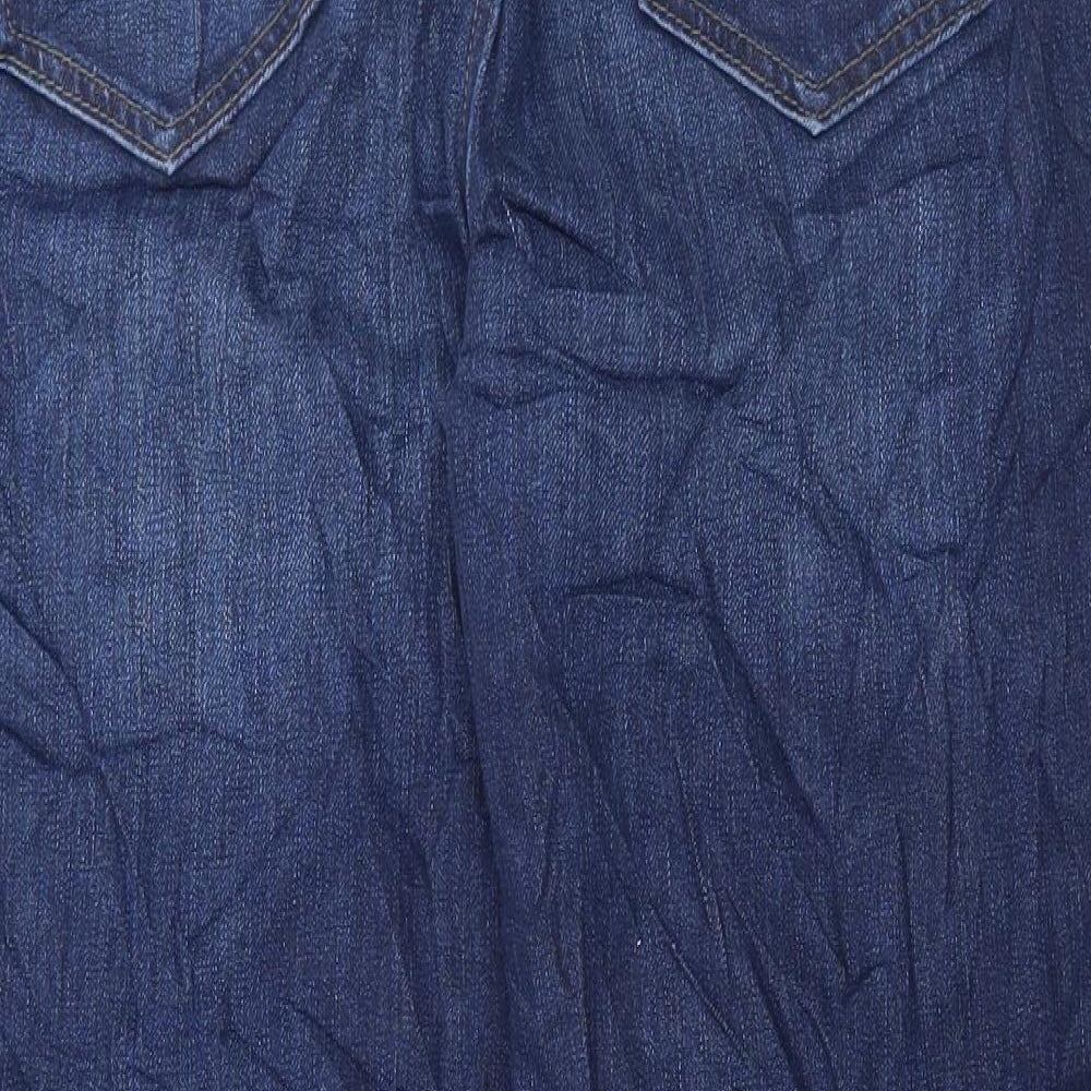 Marks and Spencer Womens Blue Cotton Mom Jeans Size 16 L27 in Regular Button