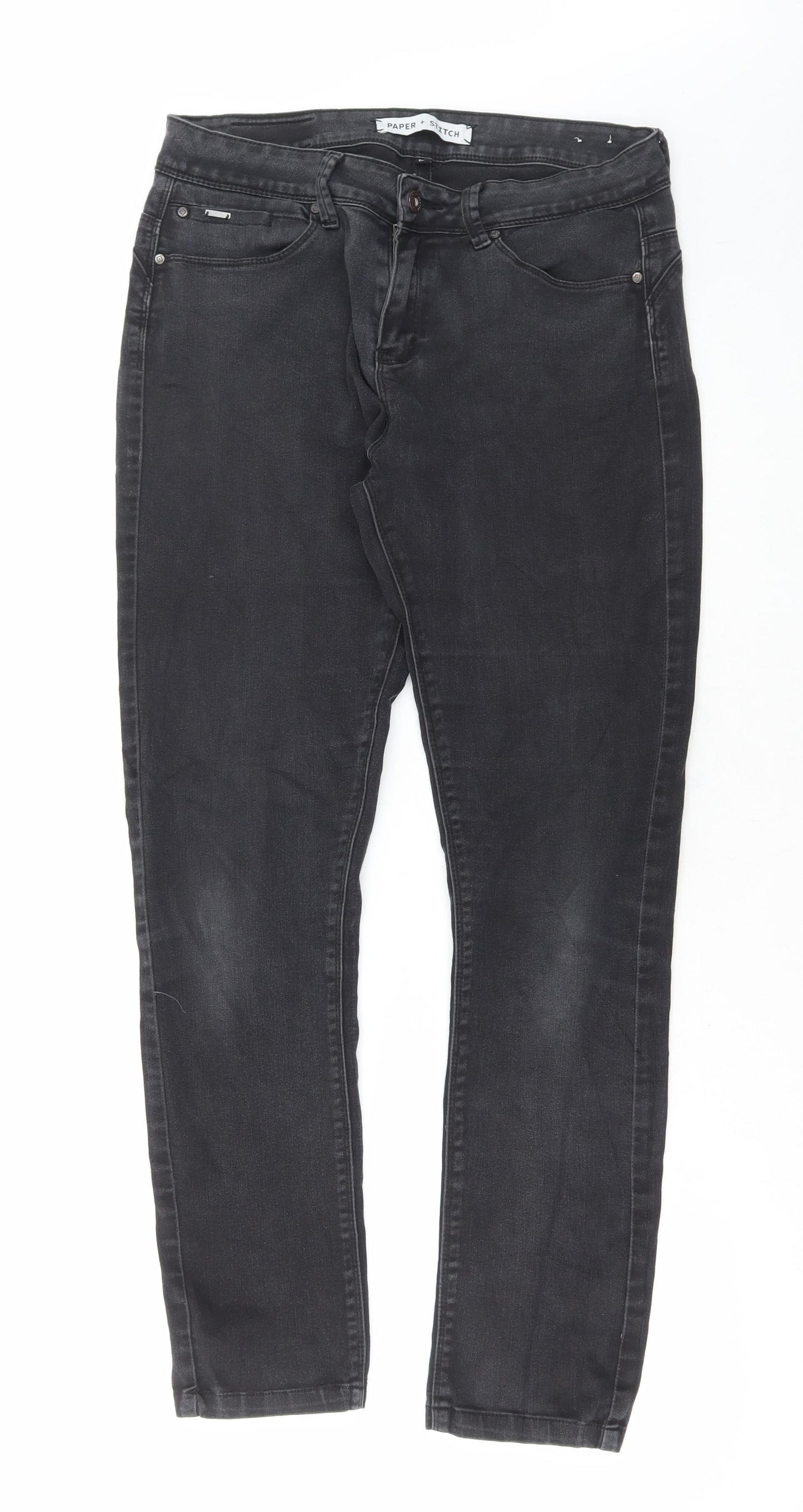paper & stitch Mens Grey Cotton Skinny Jeans Size 32 in L30 in Regular Button