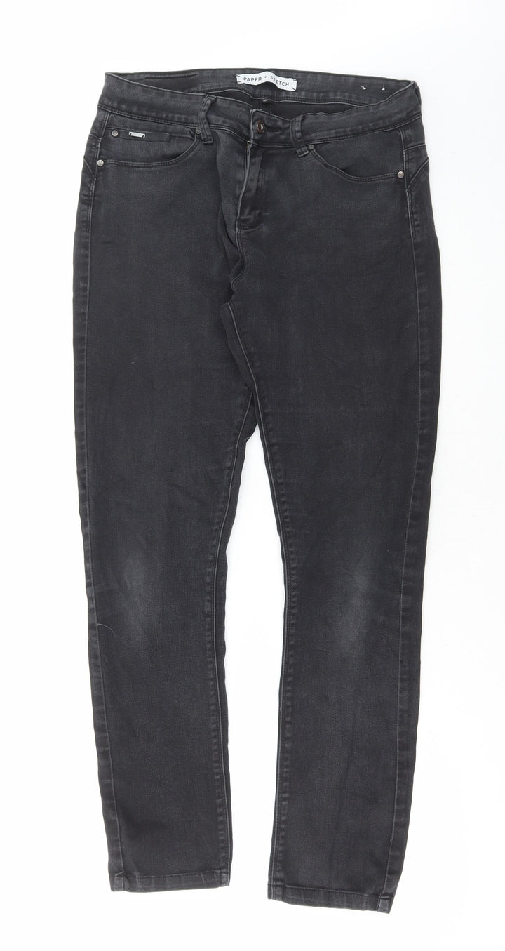 paper & stitch Mens Grey Cotton Skinny Jeans Size 32 in L30 in Regular Button